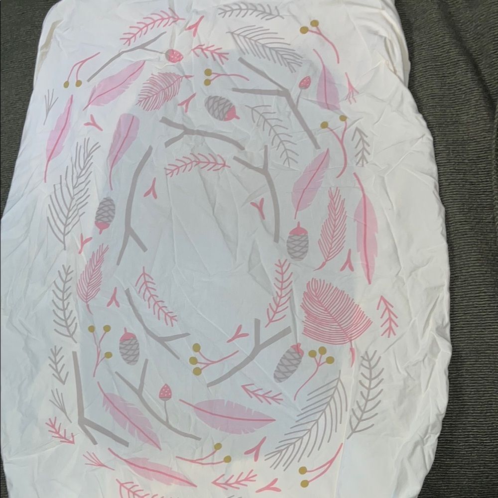 Pink and Gray Nature Crib Sheet/ Photo Back Drop (100% Organic Cotton)